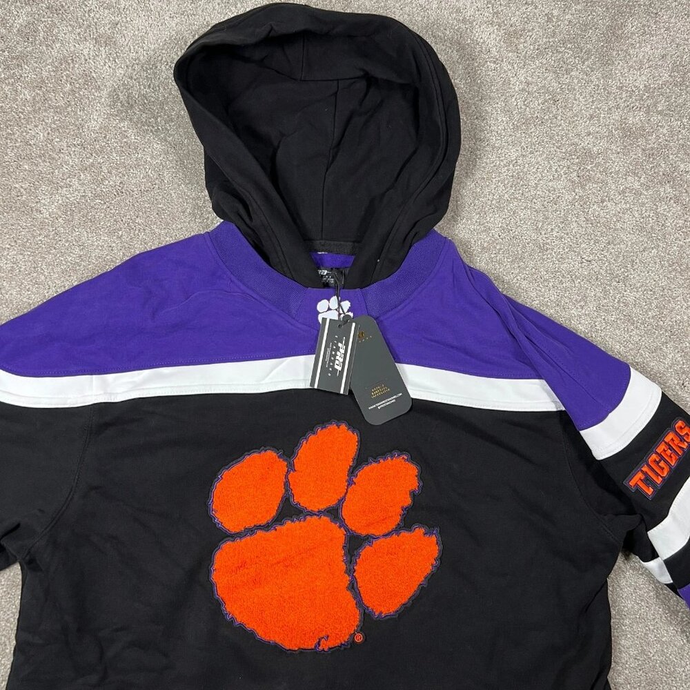 Pro Standard Mens Large Black Striped Clemson Tigers Football Hoodie NWT‎ - Picture 3 of 9